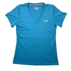 Under Armour Women’s Short Sleeve Athletic Top Size L Bright Blue Semi-Fitted